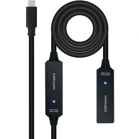 Nanocable 10.01.1312 Cable USB Tipo-C 3.2 Macho-Hembra con Amplificador, Prolongador Activo 10m Negro Nanocable 10.01.1312 Cable USB Tipo-C 3.2 Macho-Hembra con Amplificador, Prolongador Activo 10m Negro
